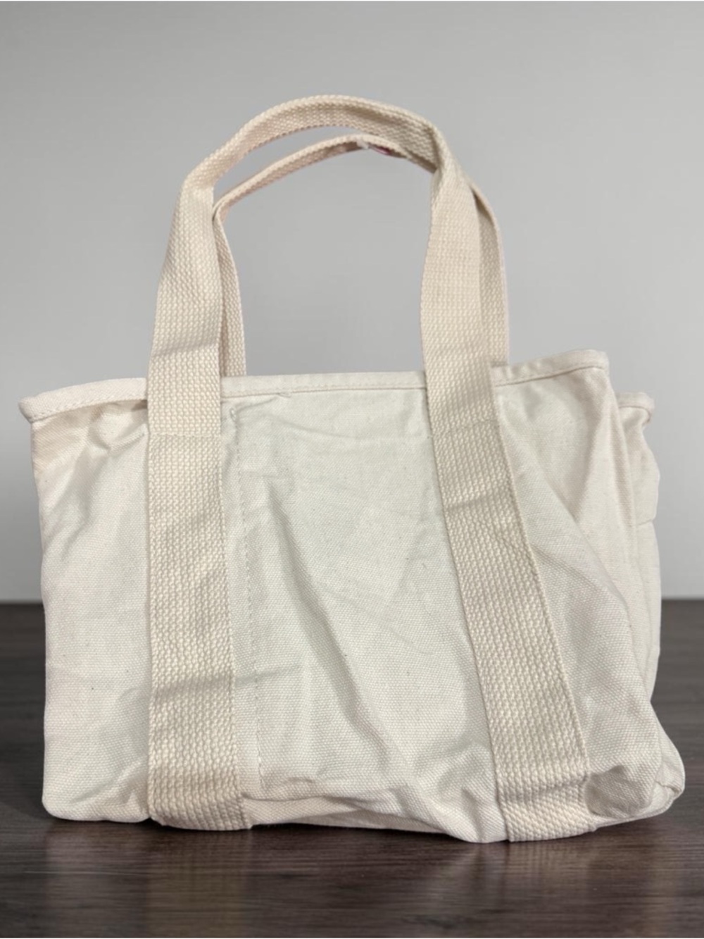 Classic Cream Canvas Mini Tote Bag with Front Pocket - Picture 4 of 11